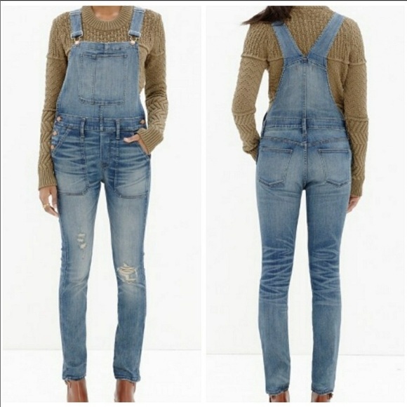 Madewell Adrian Distressed Jean Skinny Fit Overalls Size XXS - Picture 1 of 14